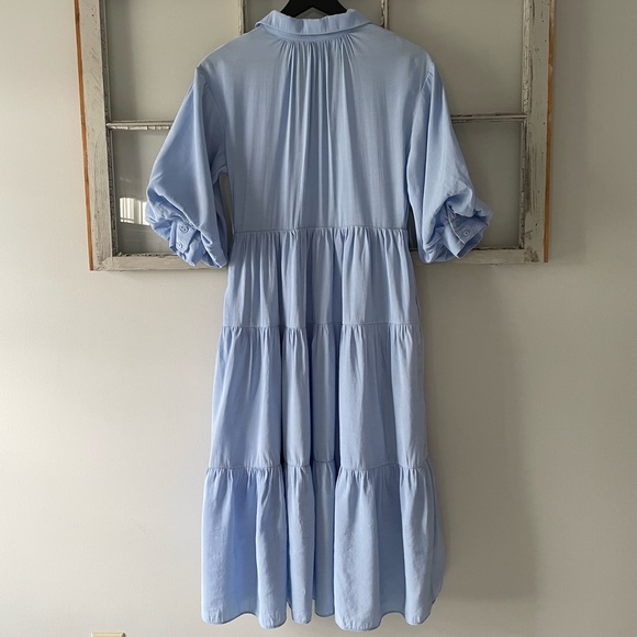 English Factory Balloon Sleeve Tiered Midi Dress - Picture 5 of 13